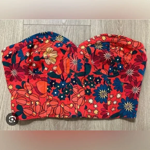 FARM Rio Colorful Floral Strapless Crop Top - Picture 3 of 6